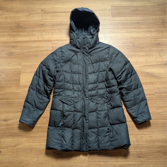 LL Bean Mountain Classic Down Parka Hooded Jacket Women M Downtek Pertex Puffer